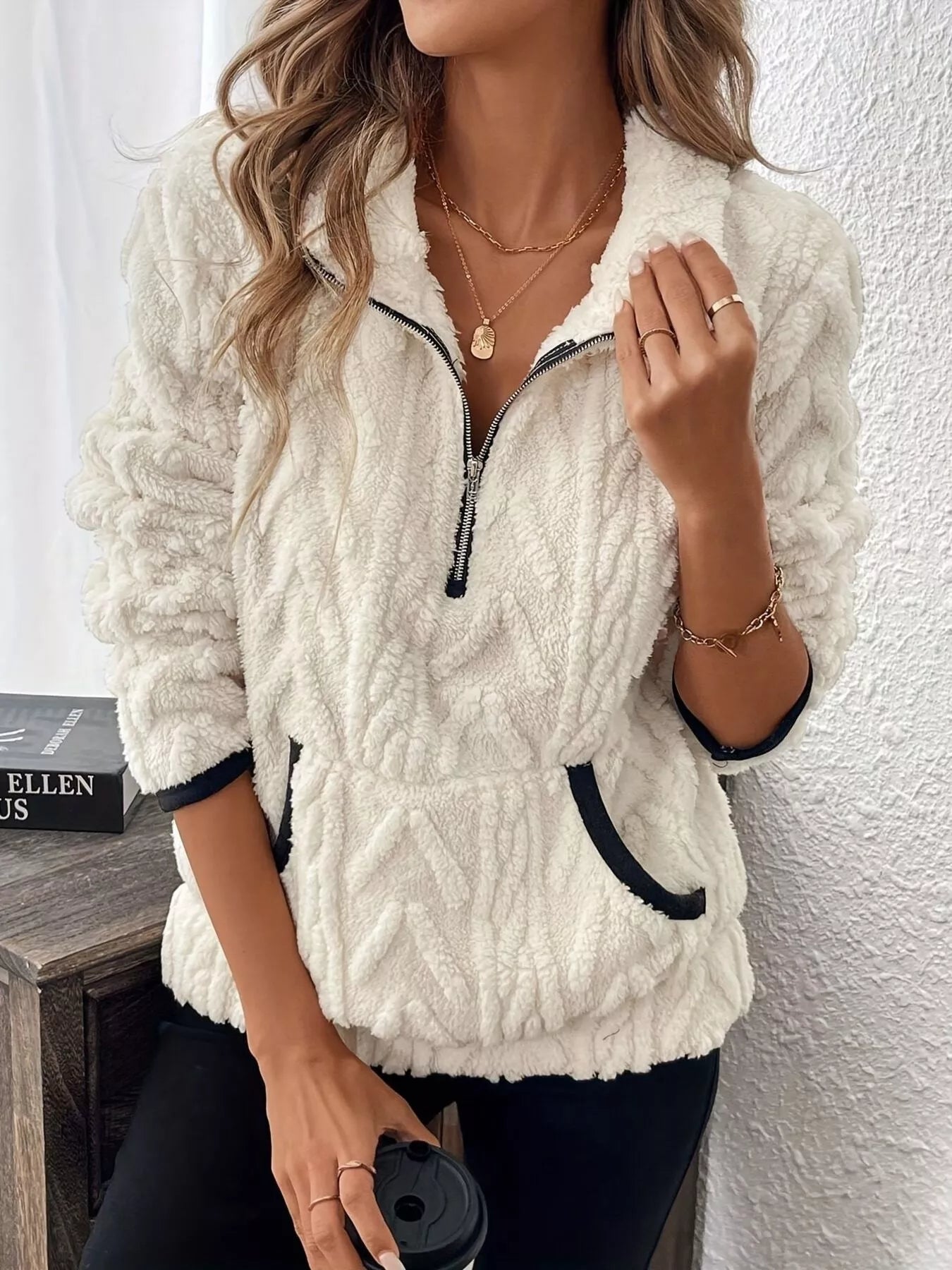 Jersey Cremallera Abajo Elegante y Cálido