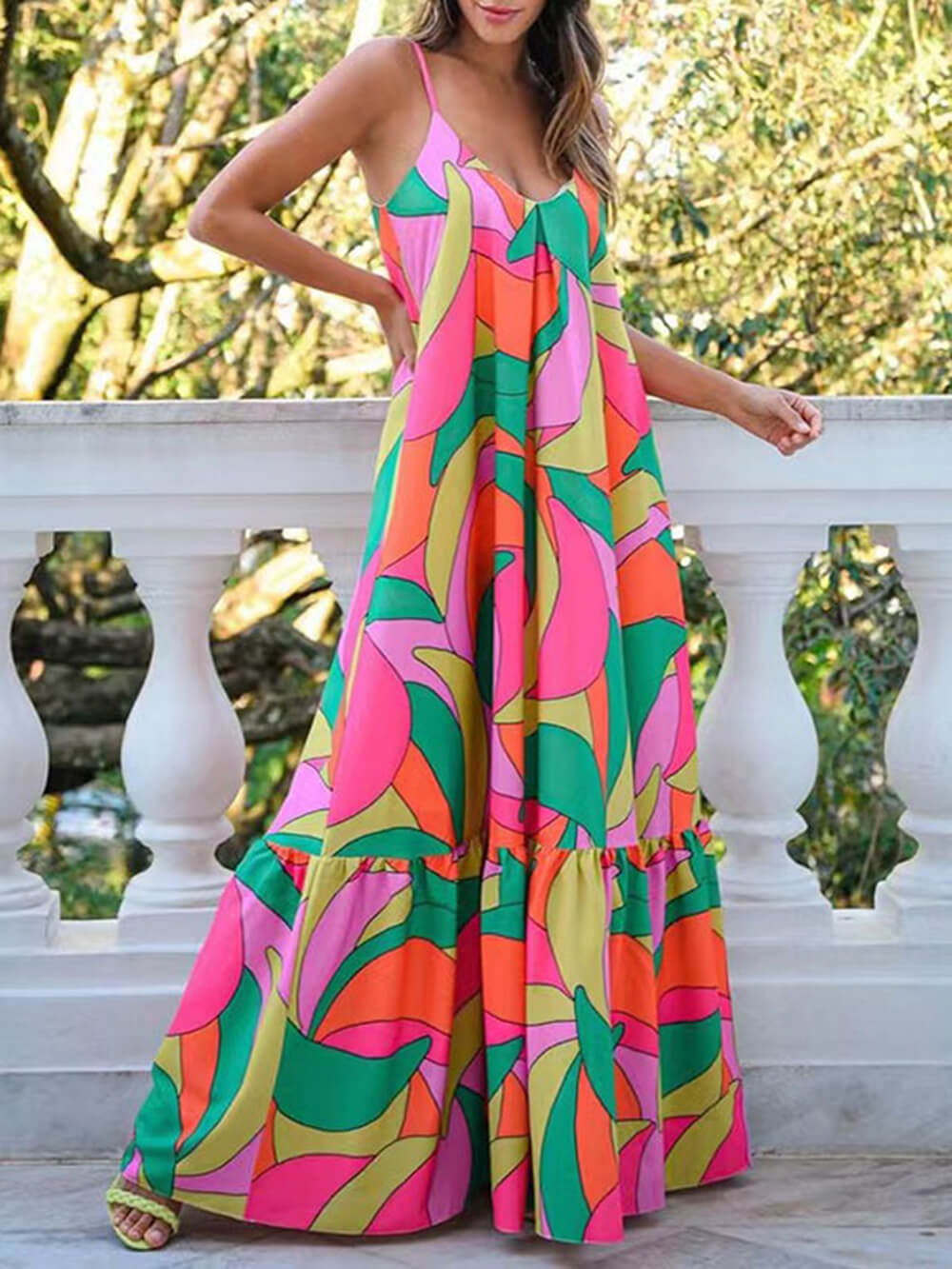 Vestido Estampado Verano Escote Profundo - Vestiria