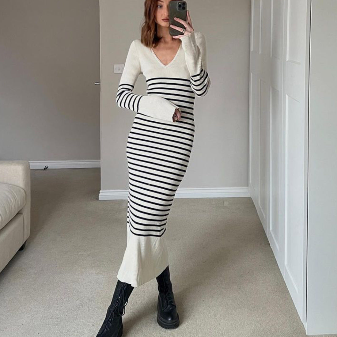 Vestido Largo Rayas Estilo Clásico - Vestiria