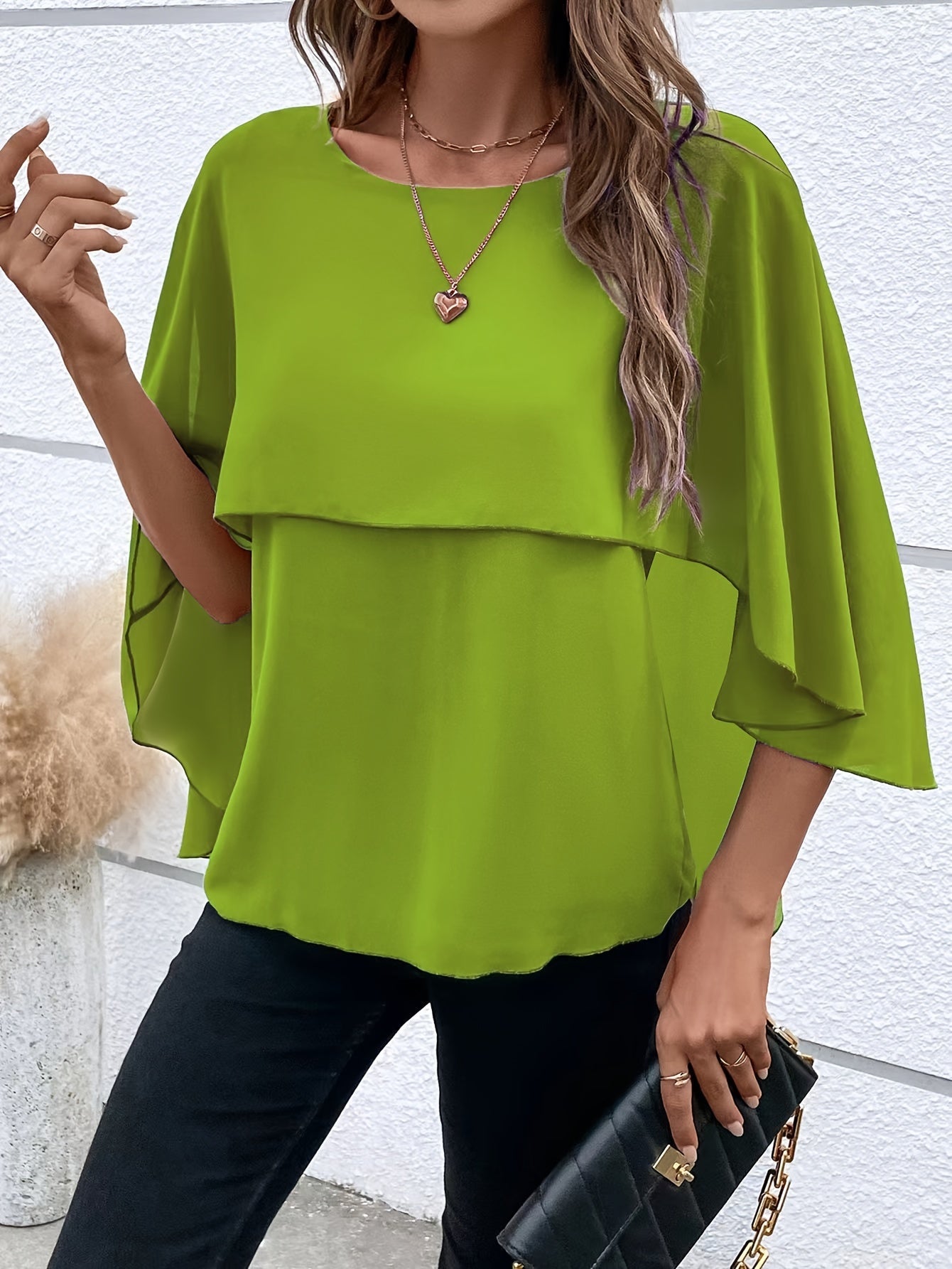 Blusa Capas Elegante con Mangas Amplias