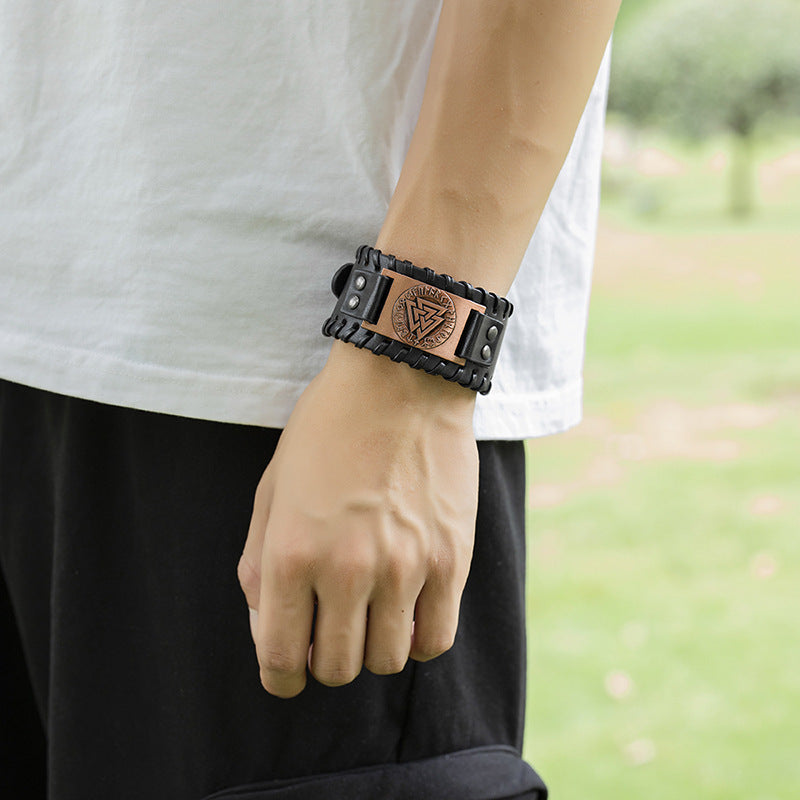 Pulsera Cuero Hombre Vikingo Estilo Norteño
