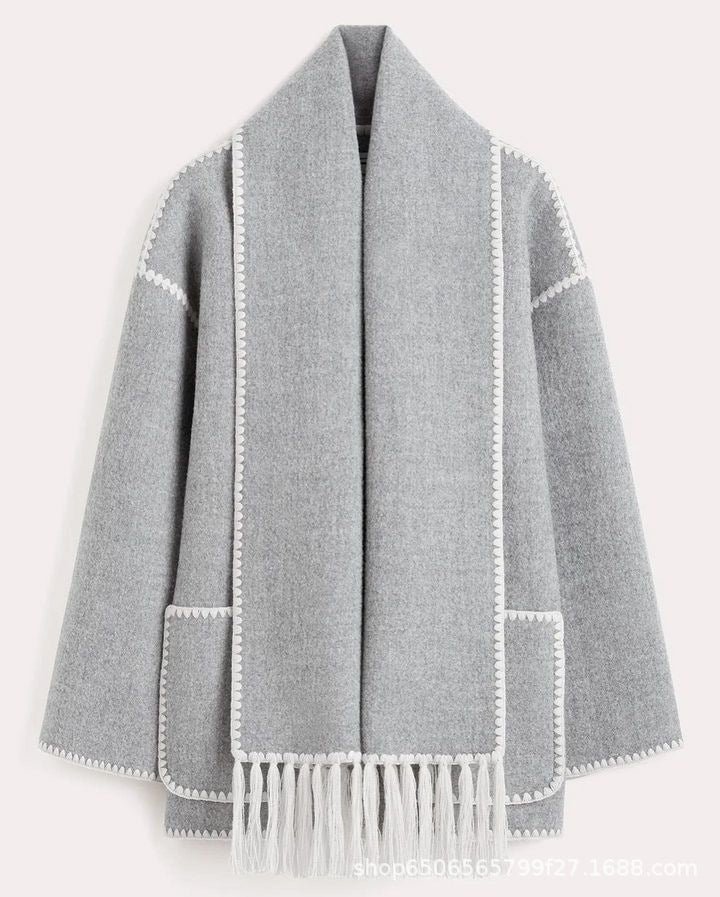Abrigo Oversize con Cuello de Piel