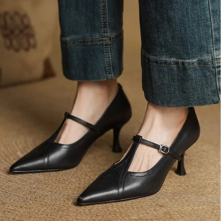 Zapatos de Tacón Mujer Elegantes con Tira Cruzada