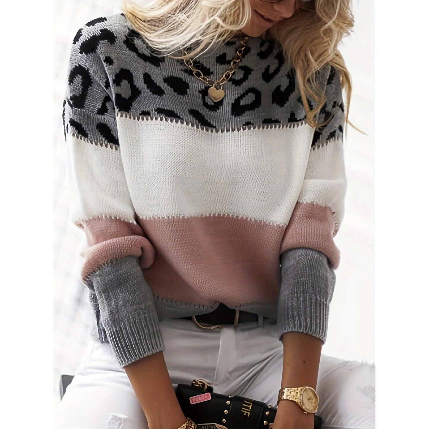 Sudadera de punto leopardo suave