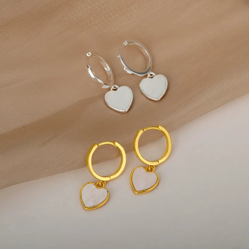 Pendientes Corazón Nacar Oro Femeninos