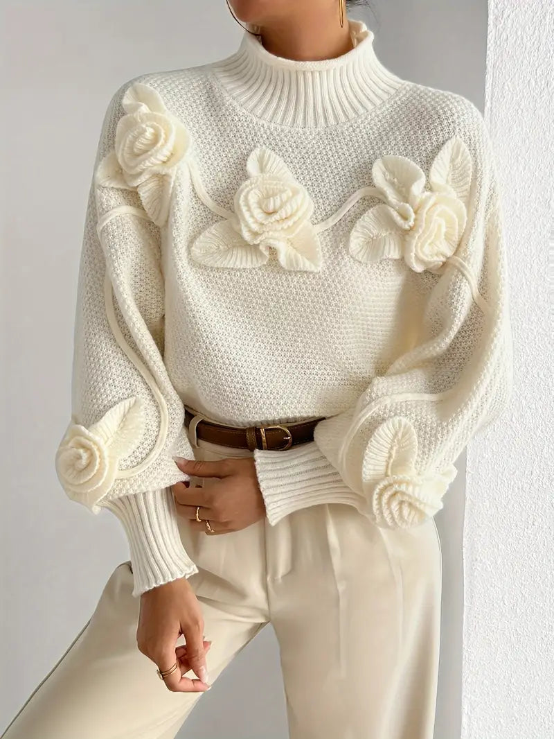 Jersey Florado Cuello Alto Mujer - Vestiria