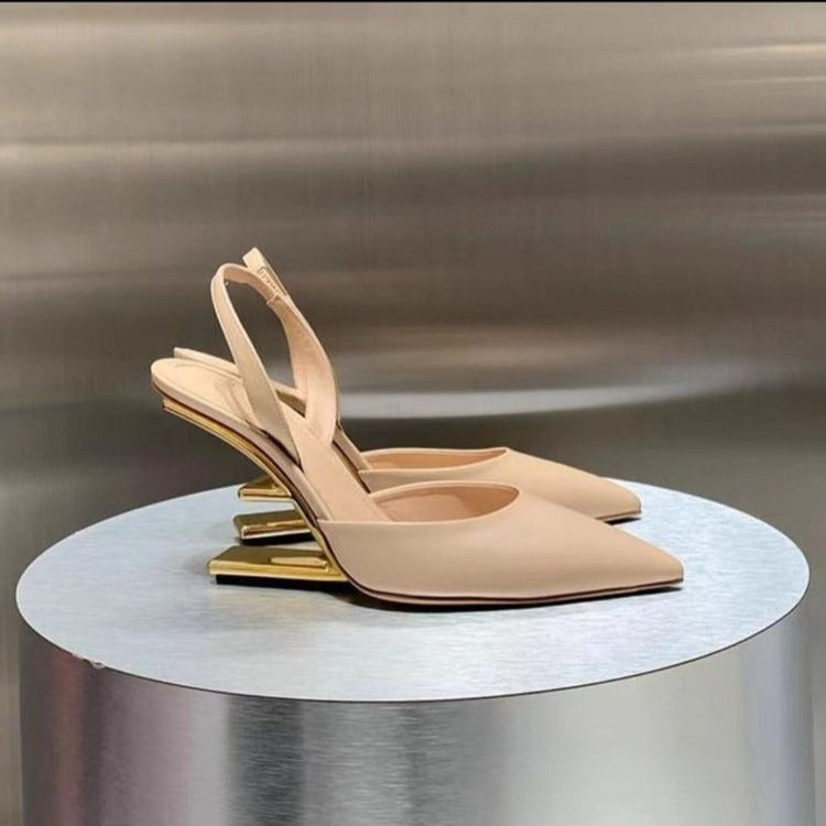 Sandalias de Tacón Mujer Diseño Metálico Elegantes