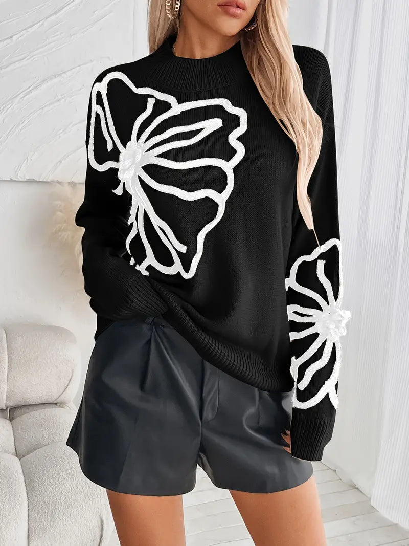 Jersey de punto con flores elegante