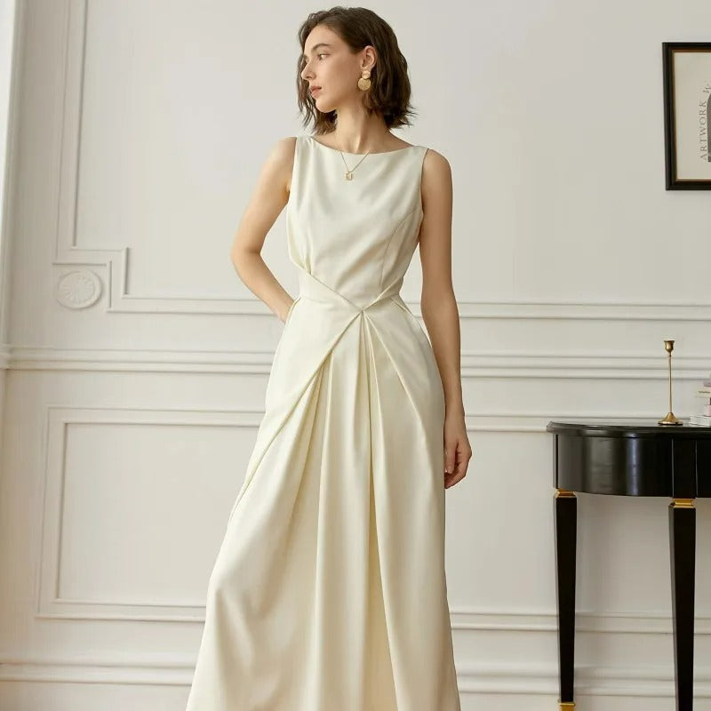 Vestido Chaleco Beige Elegante Mujer - Vestiria