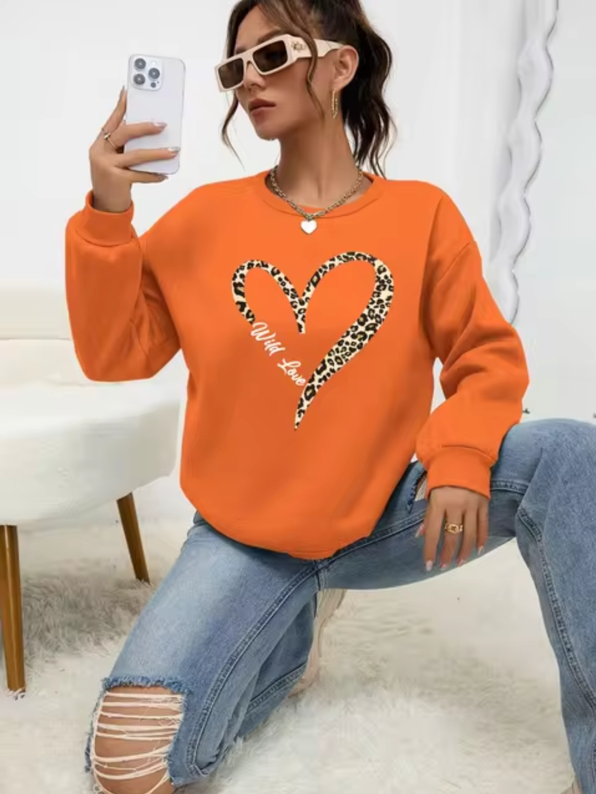 Sudadera de algodón estampada animal print