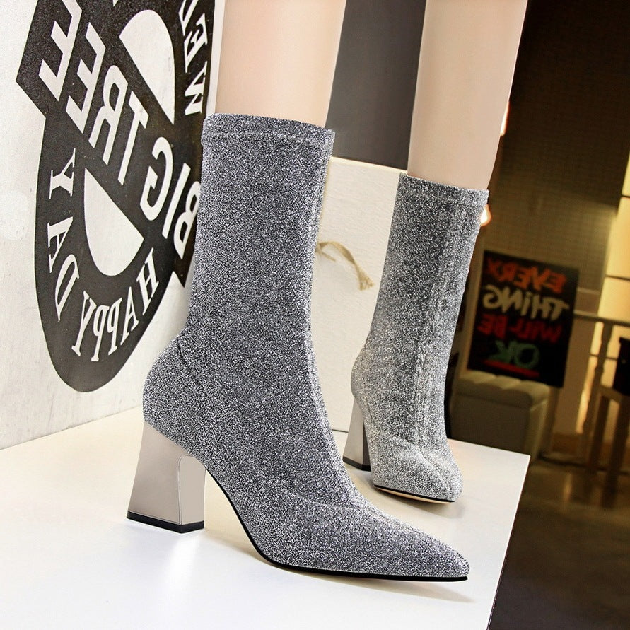 Botas Bajas Brillantes Lentejuelas