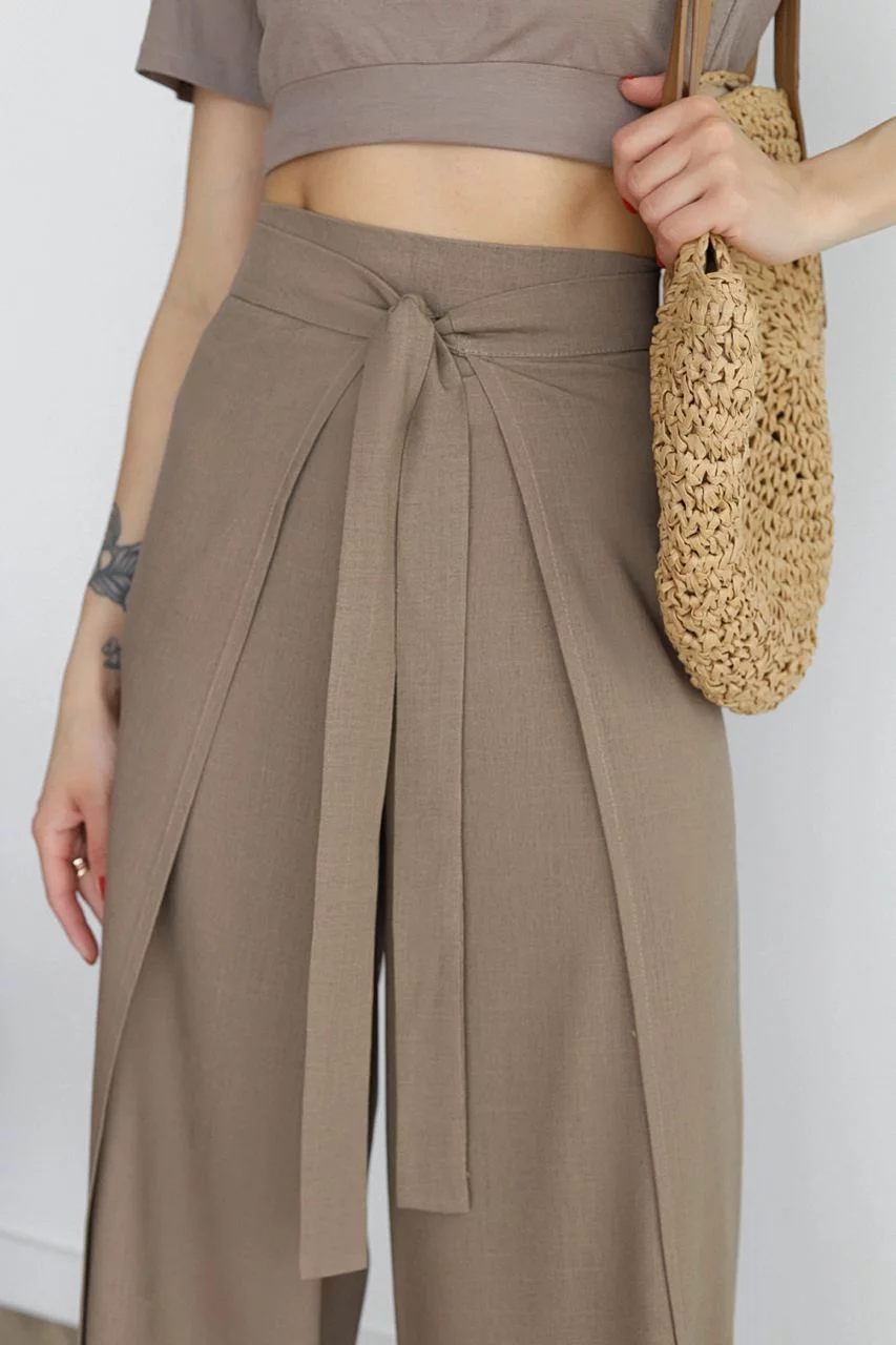 Pantalones Lino Amplios Mujer
