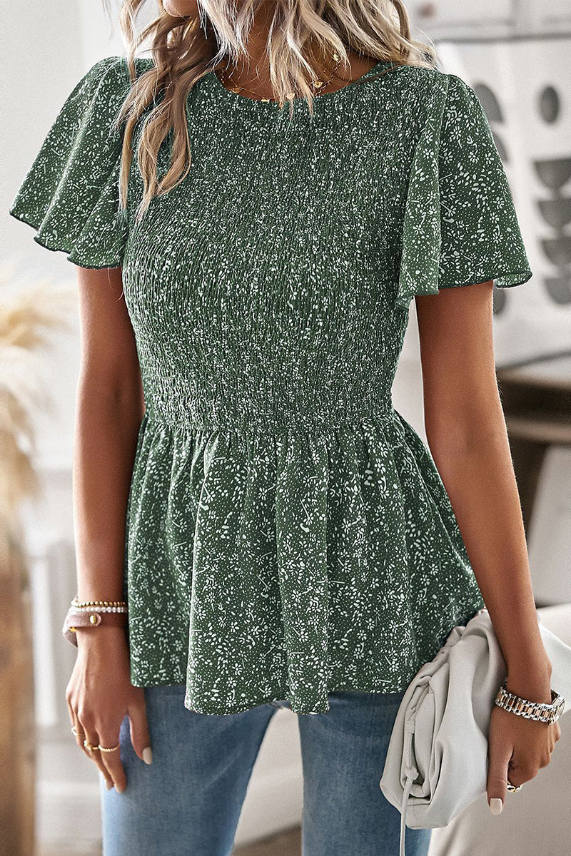 Blusa Floral Verano con Volantes Elegantes