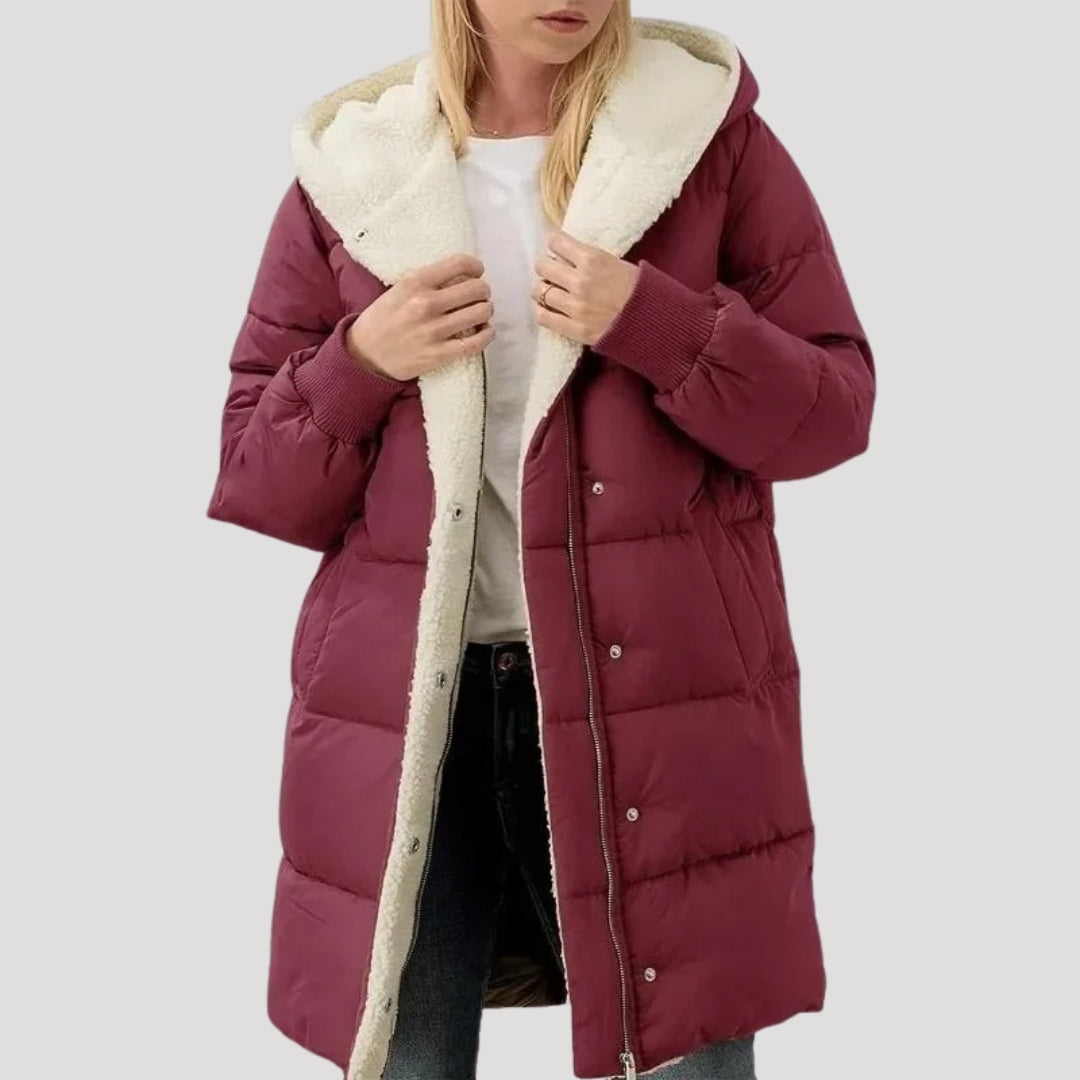 Abrigo Invierno Mujer Acolchado Cálido con Capucha