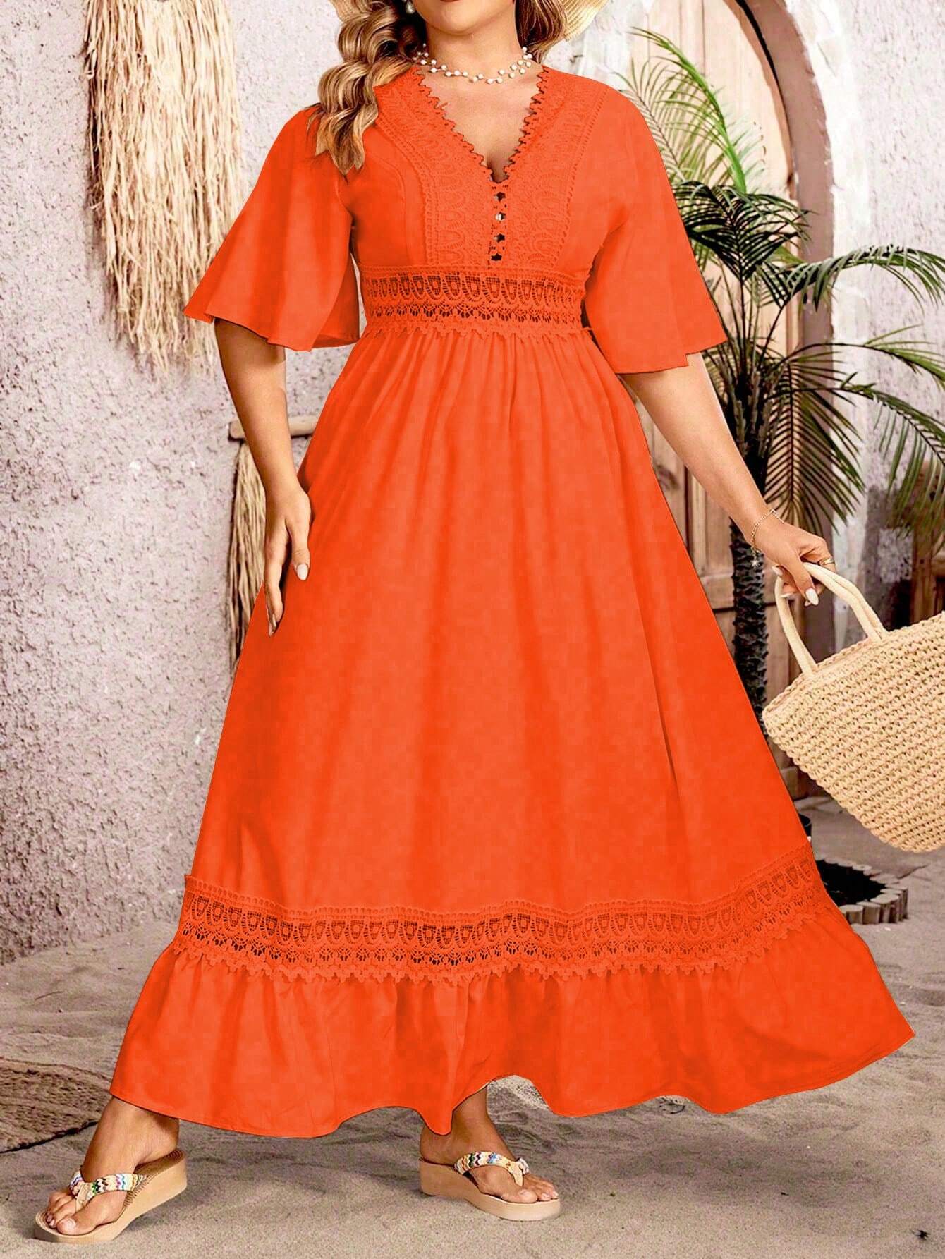 Vestido Maxi Elegante Escote V Feminino