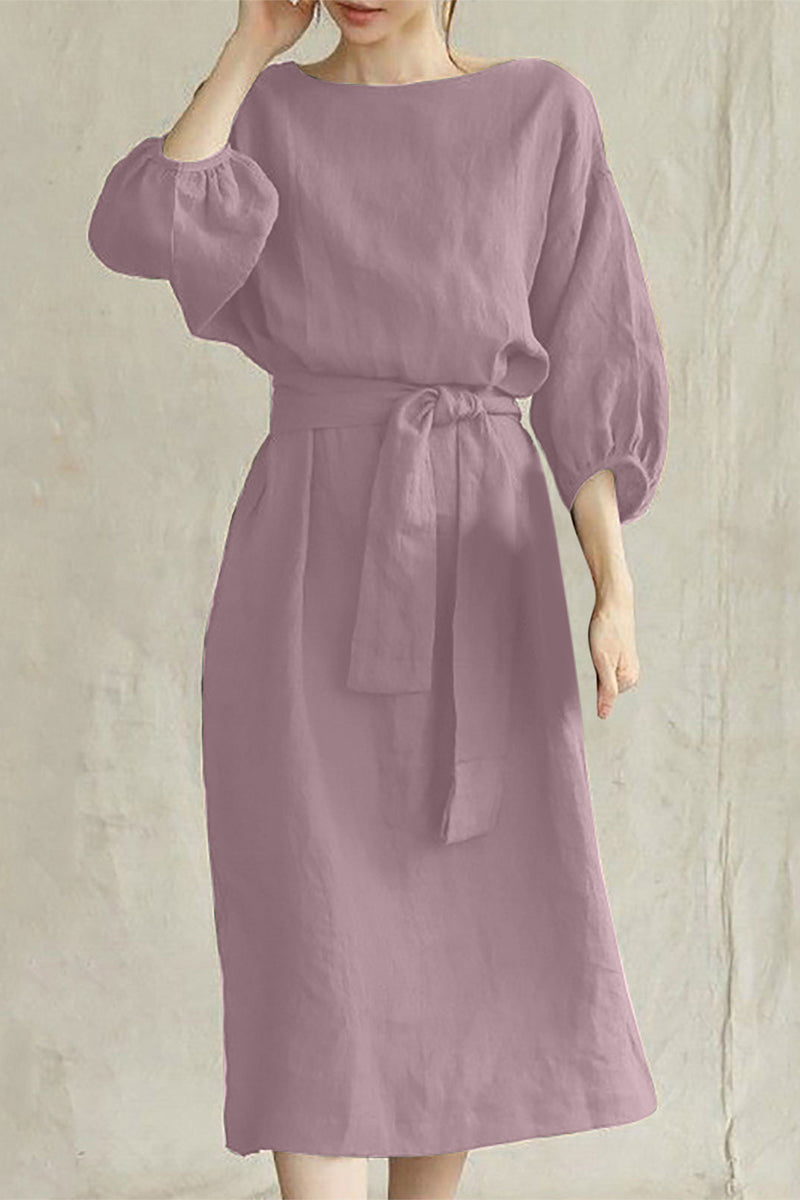 Vestido Midi Corte Ajustado con Cinturón