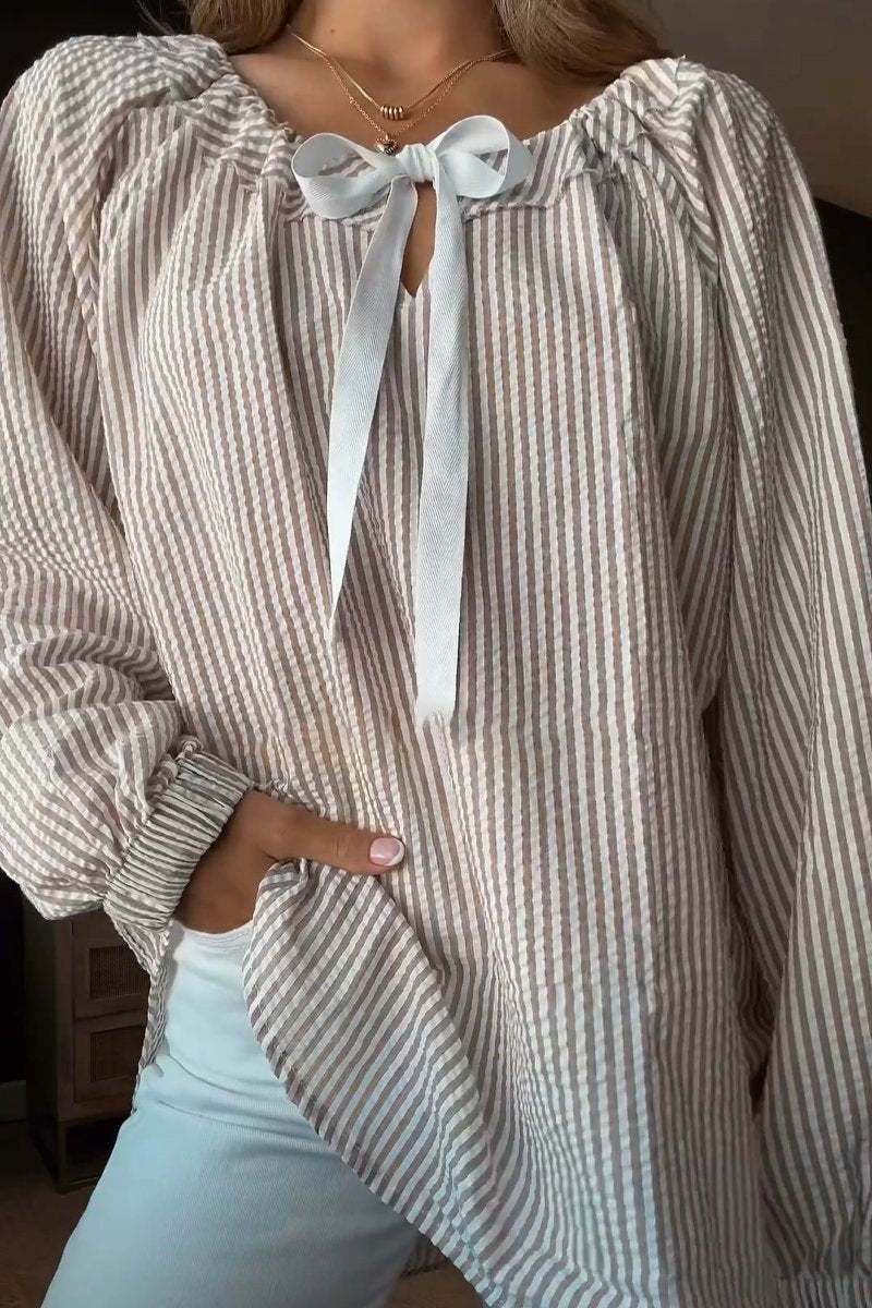 Blusa de rayas manga larga casual