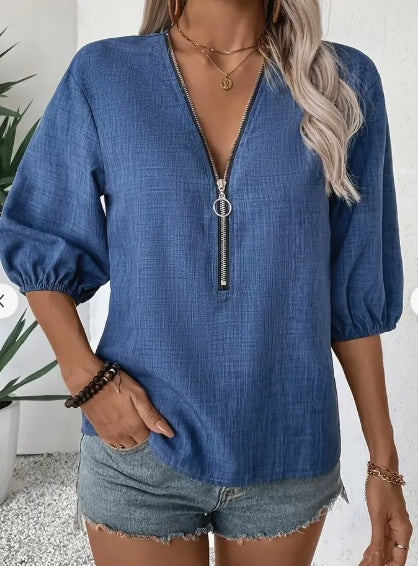 Blusa Mujer Elegante Escote en V - Vestiria