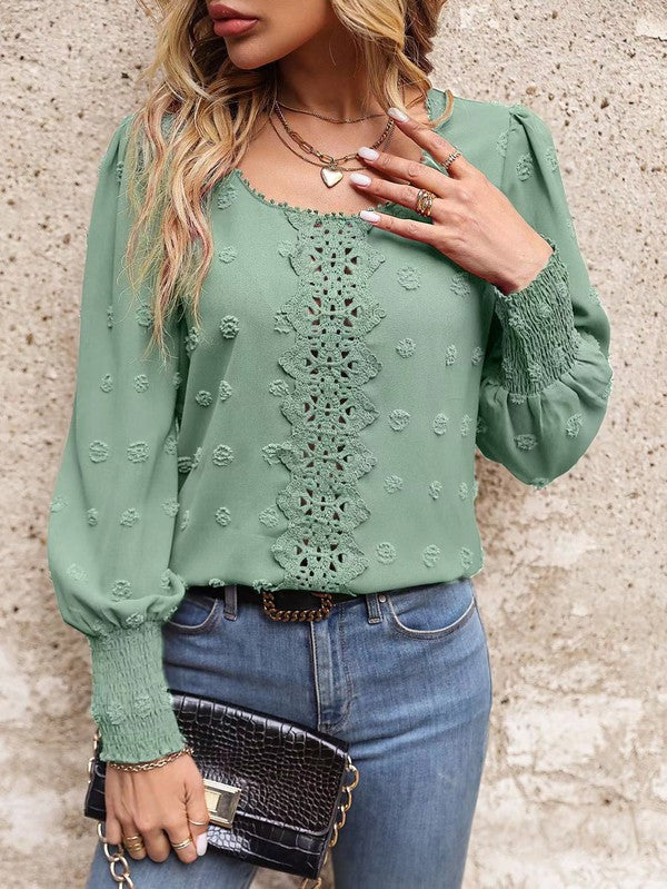 Blusa de Puntos Clásica Manga Larga
