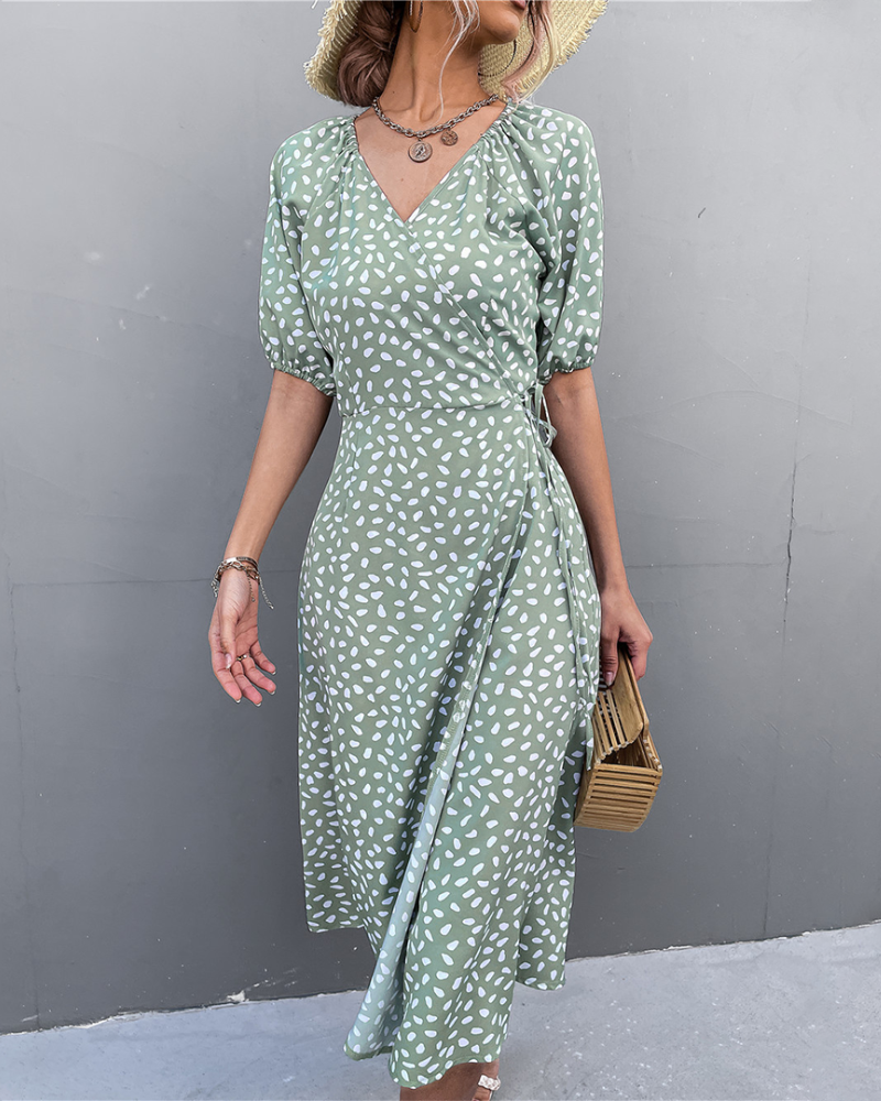 Vestido Leopardo Midi Elegante Cuello V