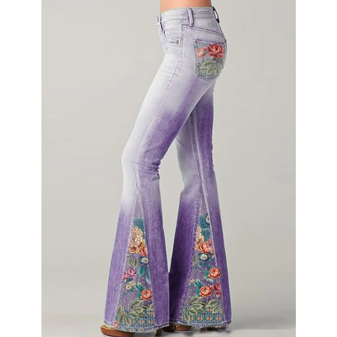 Vaqueros Mujer Estilo Retro Floral