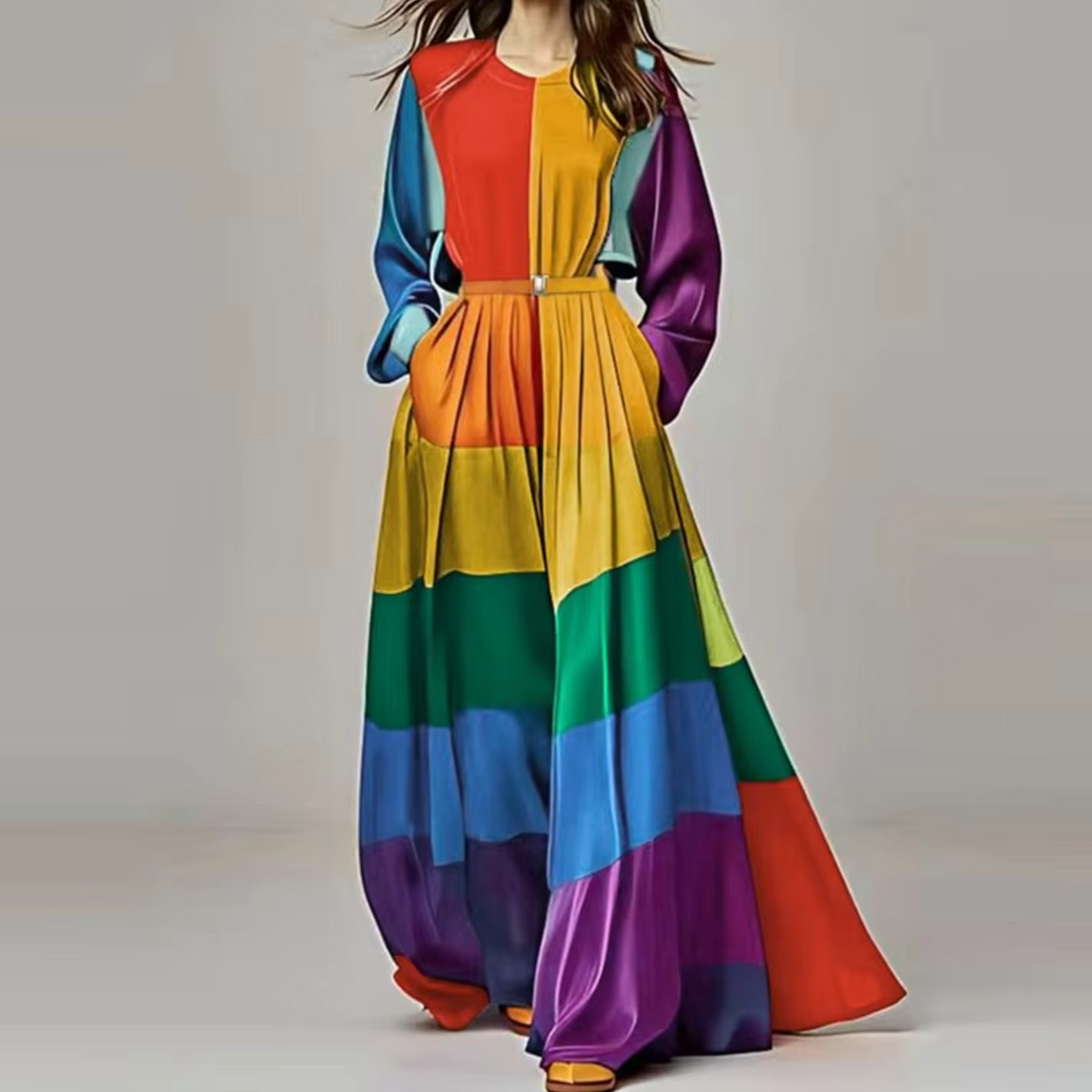 Vestido Largo de Colores Arcoíris - Vestiria
