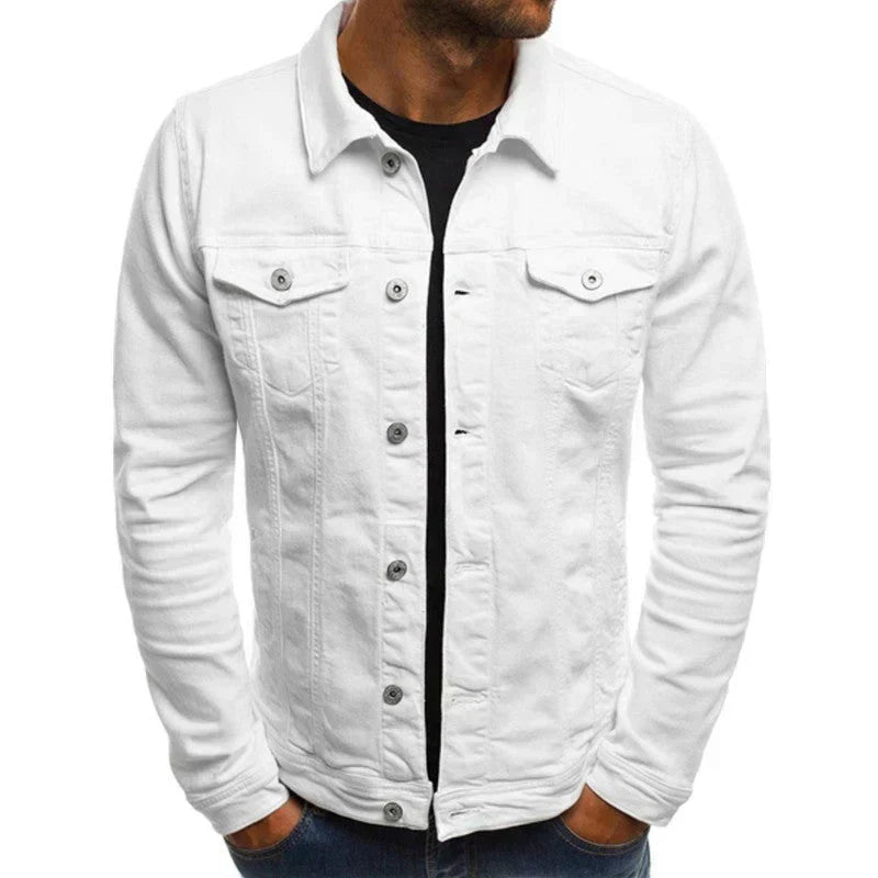 Chaqueta Jeans Hombre Clásica con Bolsillos