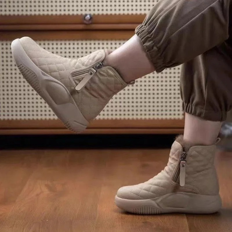 Botas de Invierno Cuadriculadas con Cremallera Mujer