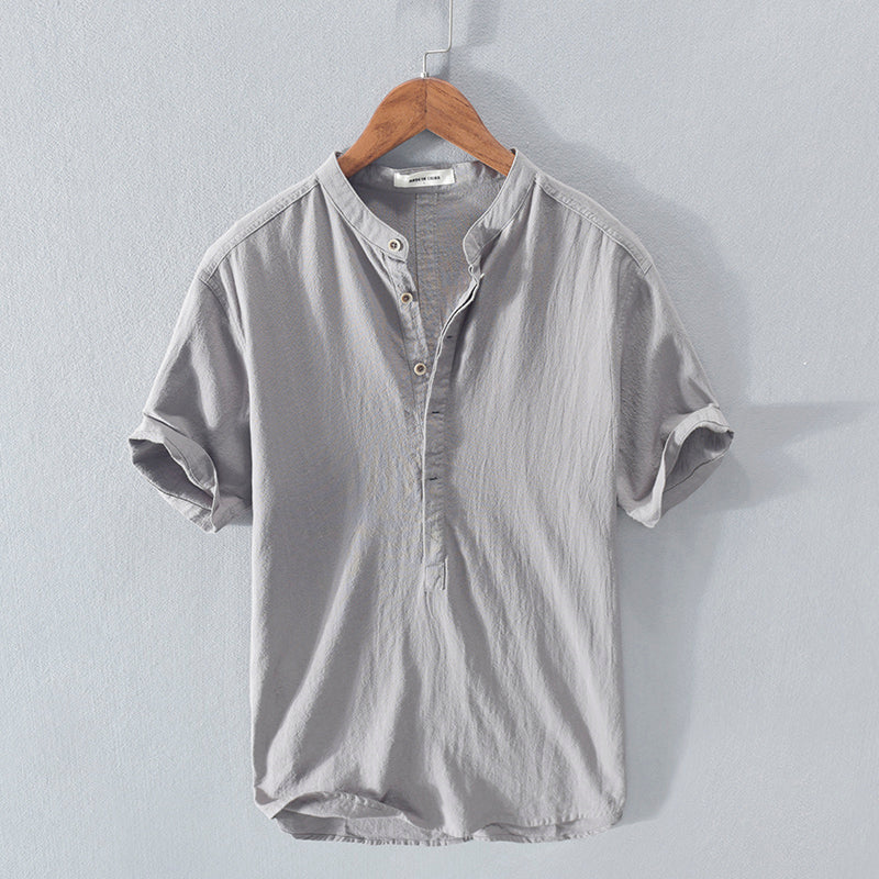 Camisa Hombre Algodón Lino Casual Botones