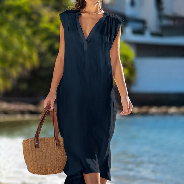 Vestido Mujer Cuello V Elegante