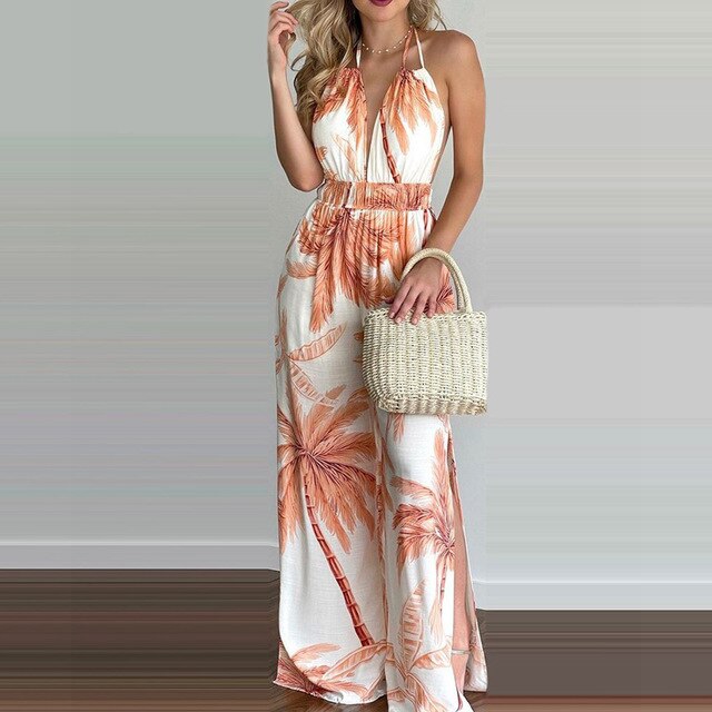 Mono Elegante Sin Mangas Escote en V