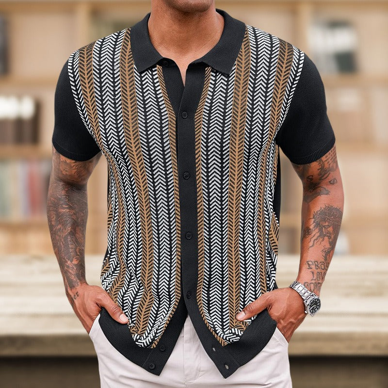 Camisa Polo Hombre Rayas Verticales Estilo Casual
