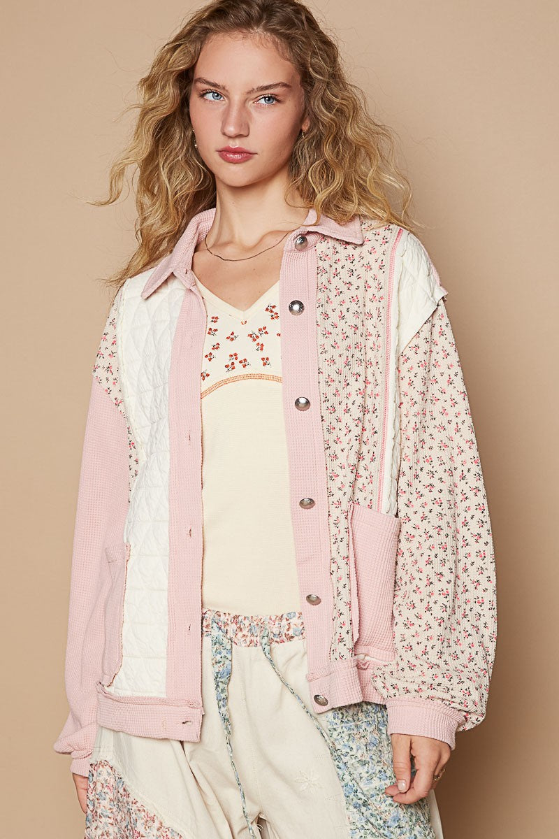 Chaqueta Acolchada Floral Estilo Casual - Vestiria