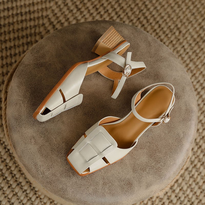 Sandalias Tacón Cuadrado Elegantes