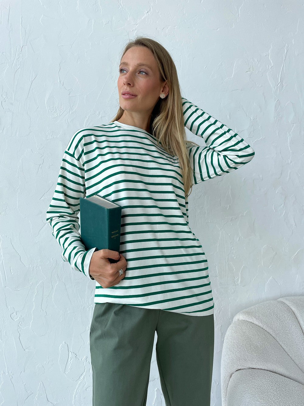 Blusa Rayada Manga Larga Estilo Chic