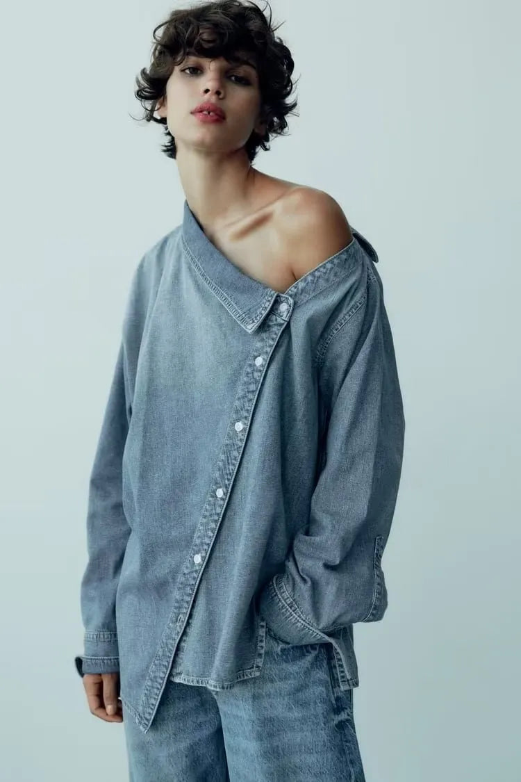 Camisa Vaquera Desgastada Chic - Vestiria