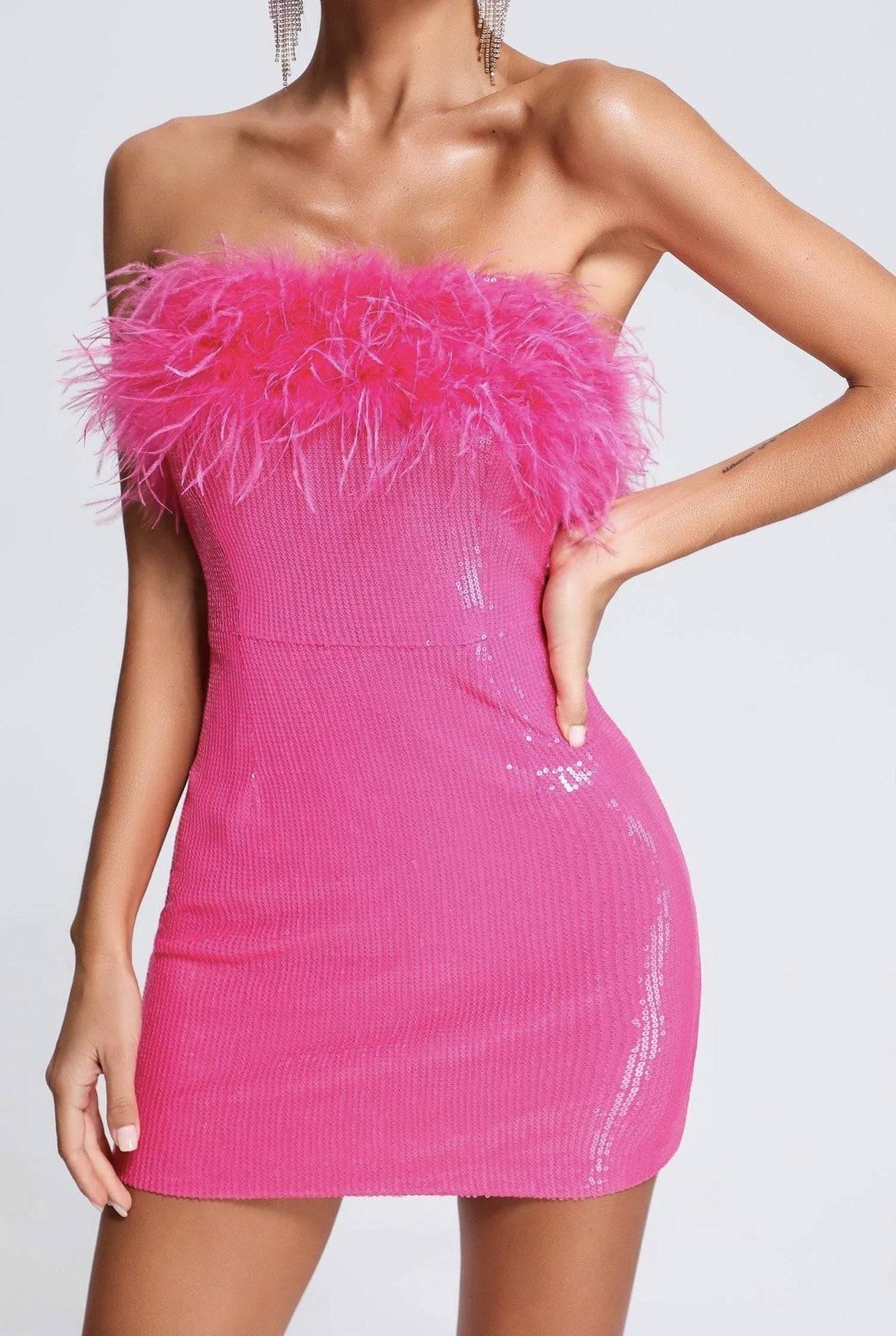 Vestido Fiesta Mujer Brillante Escote Bardot - Vestiria
