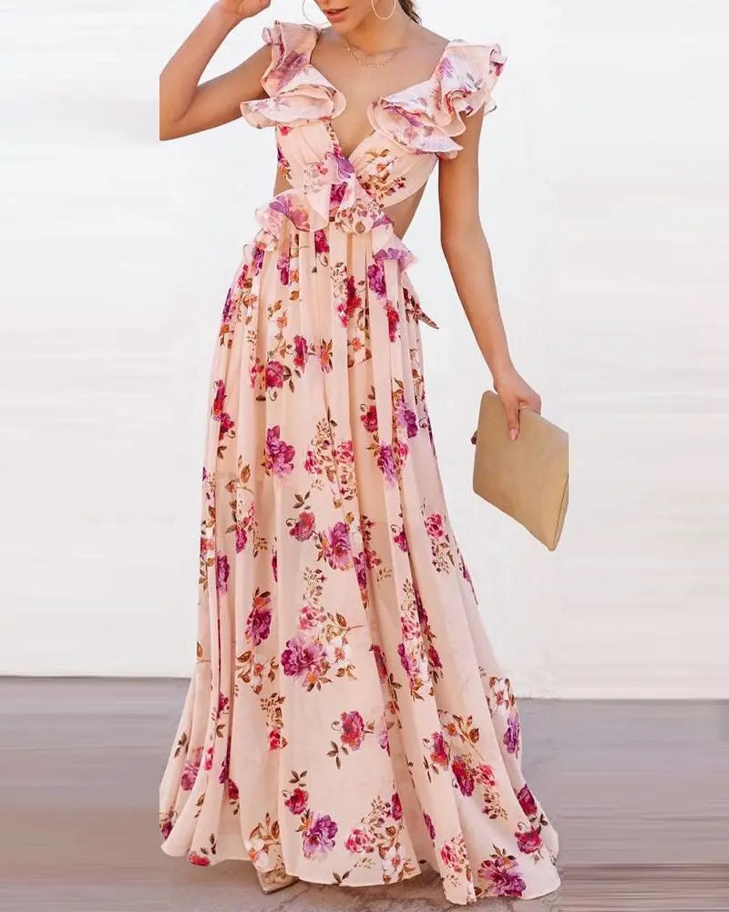Vestido Verano Floral Con Espalda Abierta - Vestiria