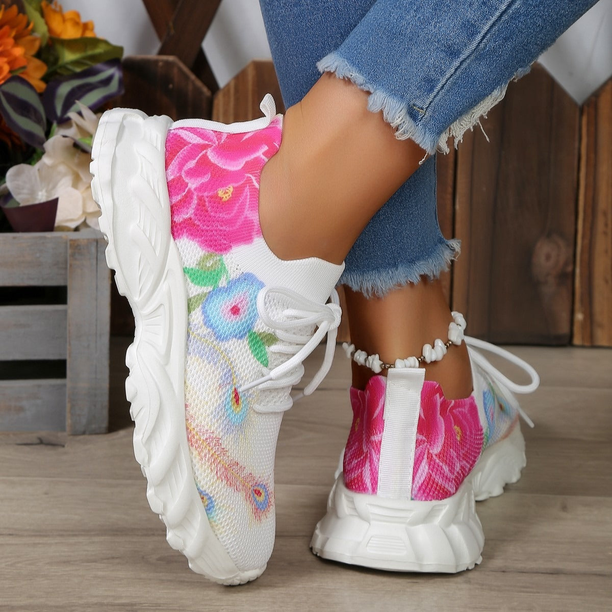 Zapatillas Mujer Estampado Floral Frescas