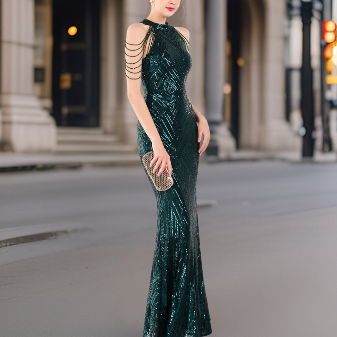 Vestido Noche Lentejuelas Elegante