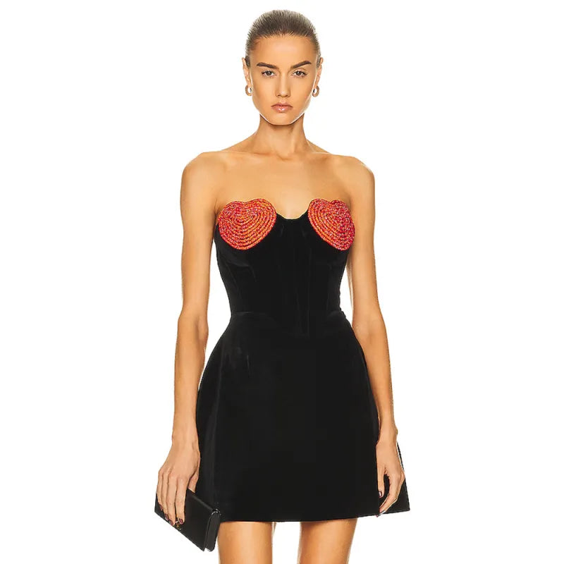 Vestido Corto Sin Tirantes Feminino - Vestiria