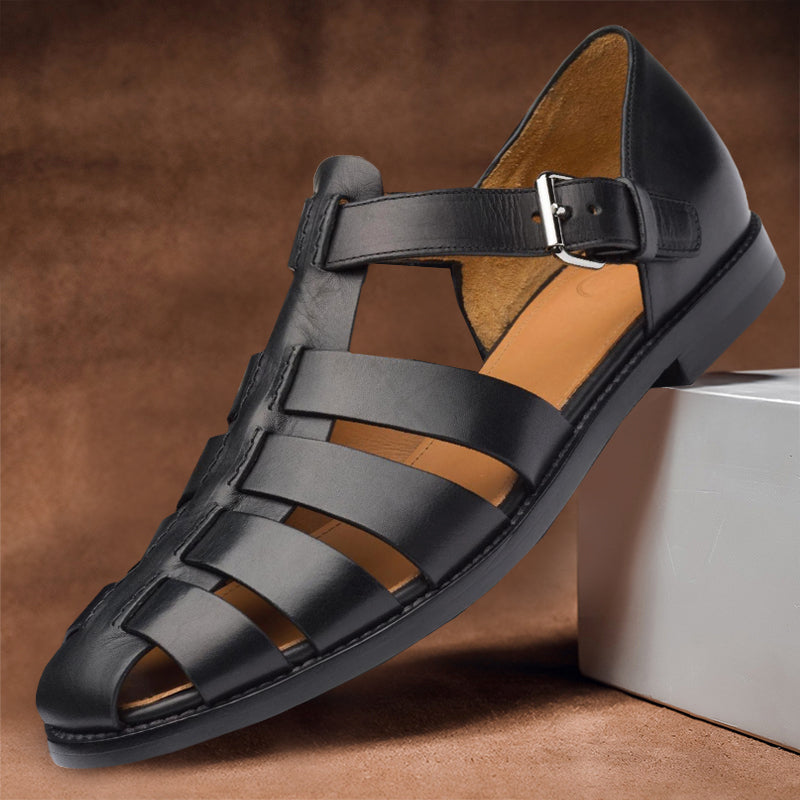 Sandalias Cuero Mujer Verano Perforadas y Cómodas