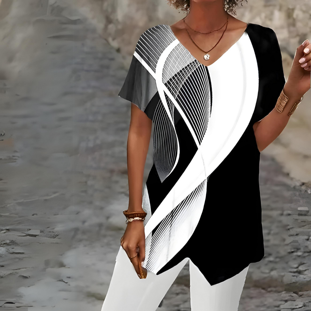 Camiseta Mujer Cuello V Elegante