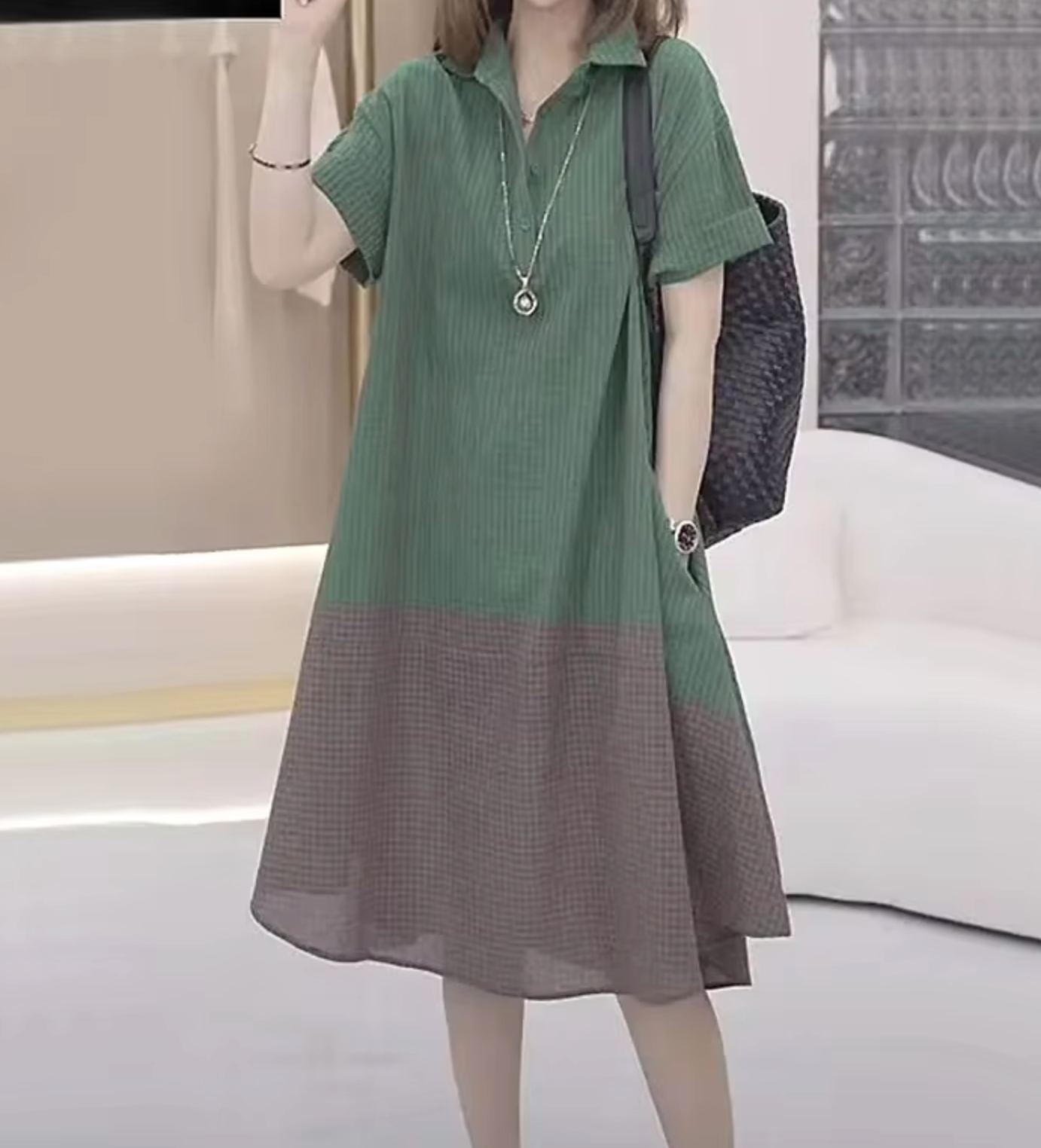 Vestido Suéter Holgado Cuello Redondo - Vestiria
