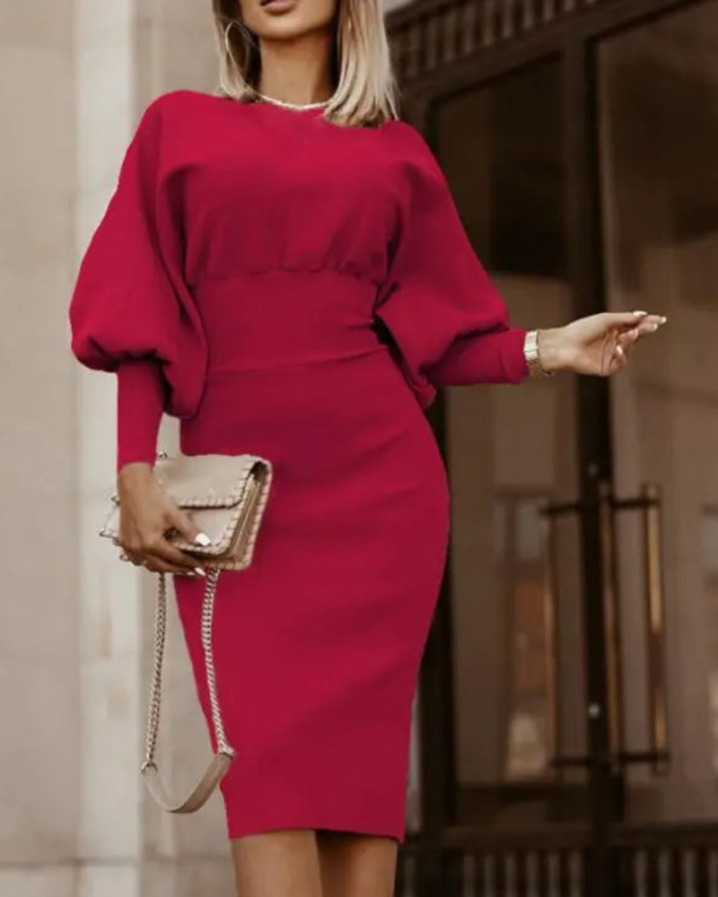 Vestido Midi Elegante con Mangas Rizadas