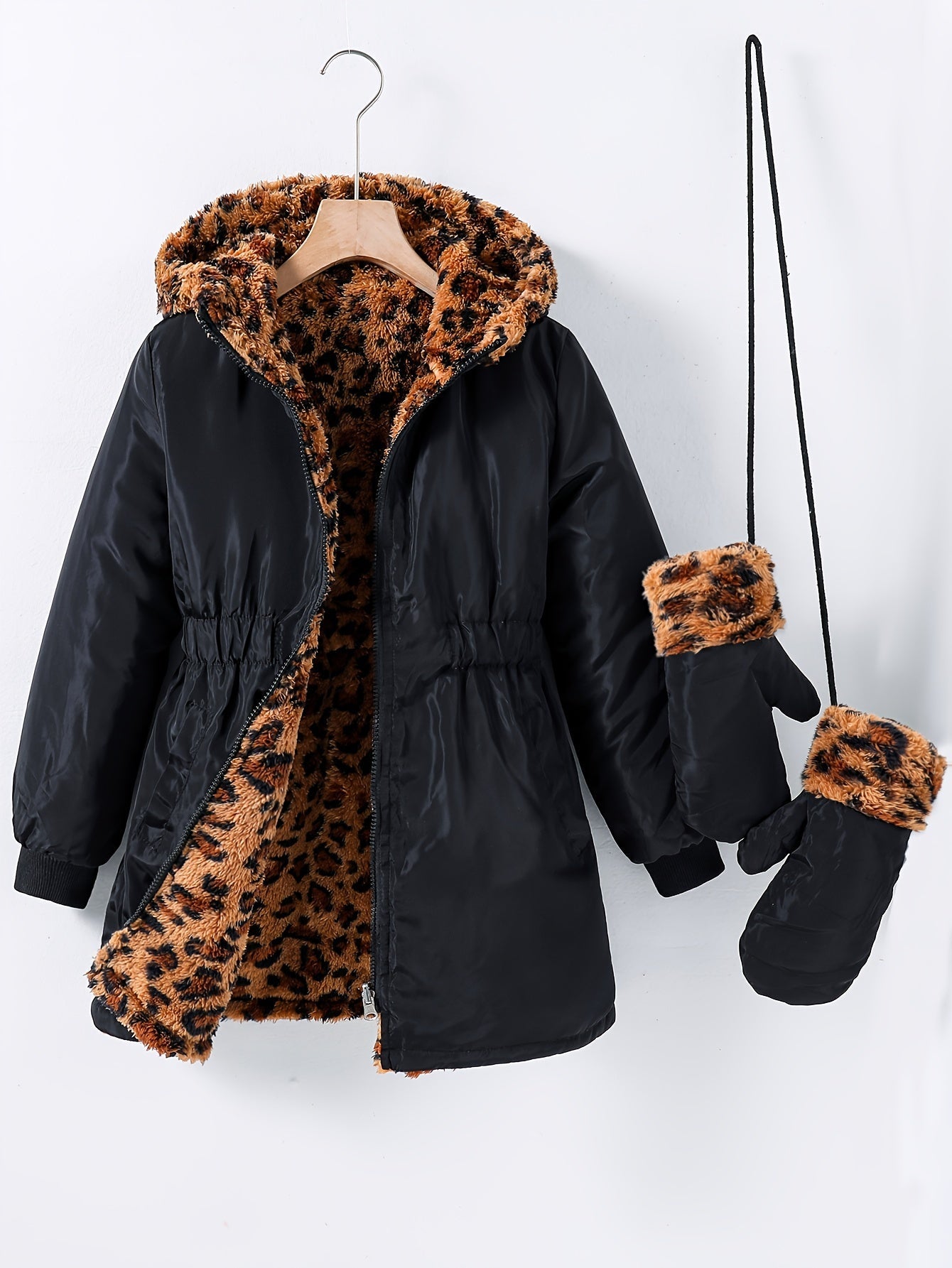 Chaqueta Invierno Niña Abajo Forro y Guantes
