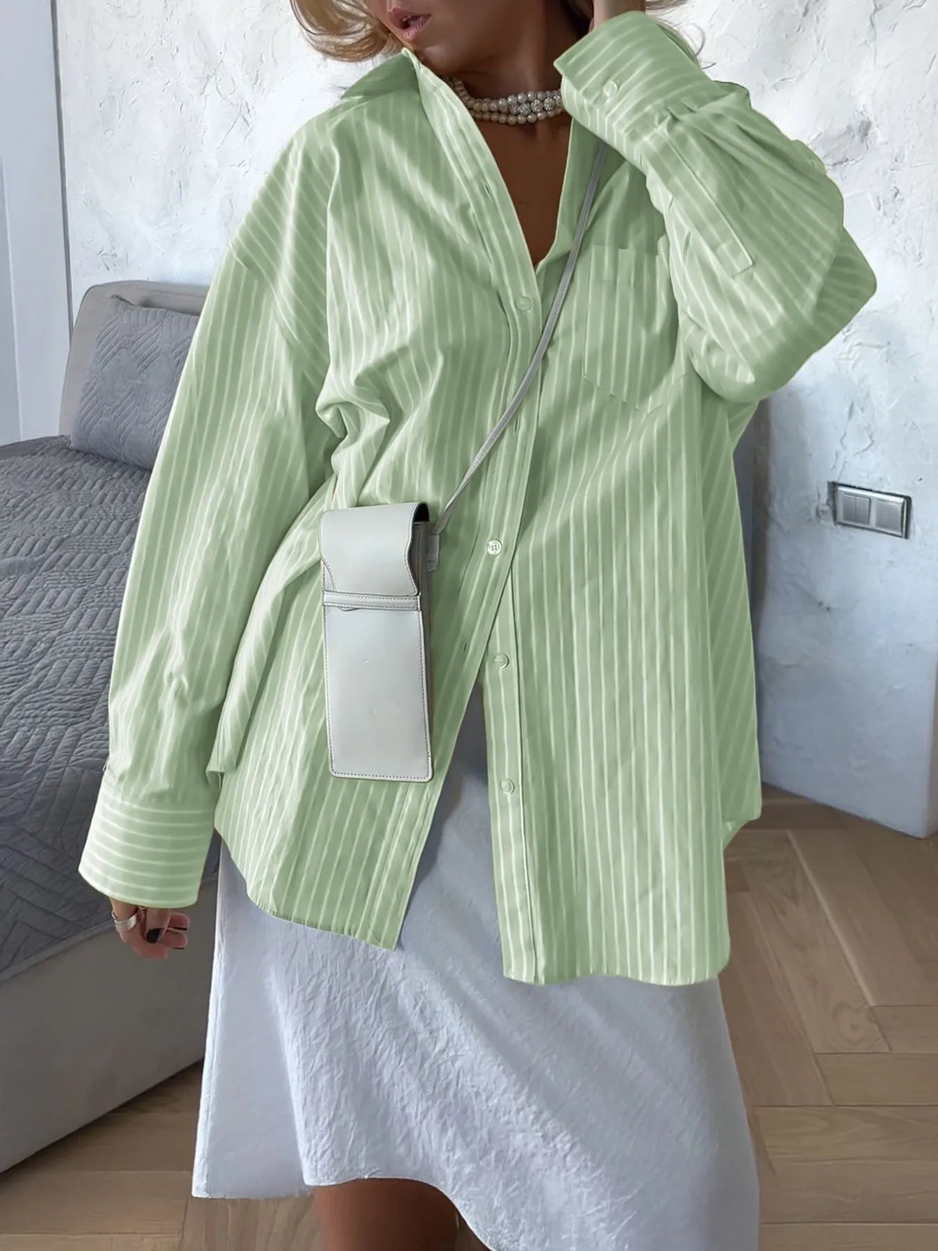 Camisa Mujer Rayas Clásica Manga Larga