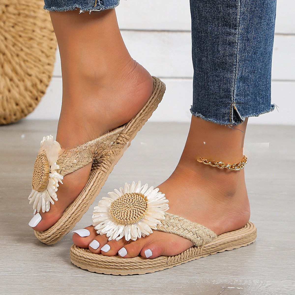 Zapatos de lino florales cómodos mujer - Vestiria