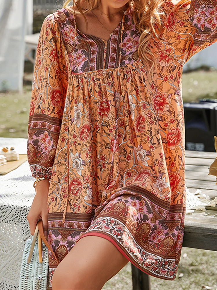 Vestido Floral Primavera Corto Elegante