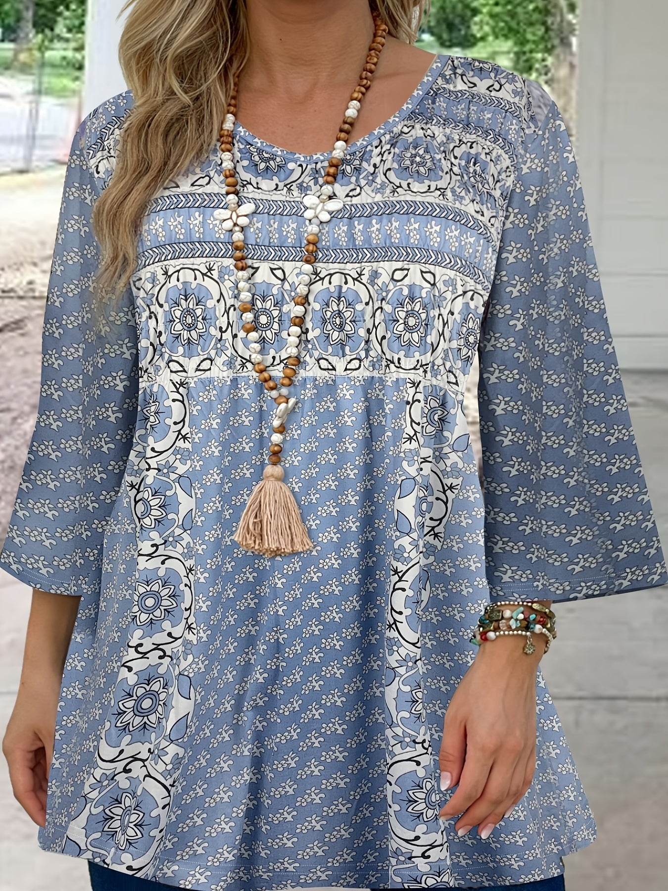 Blusa Boho Chic de Manga Corta